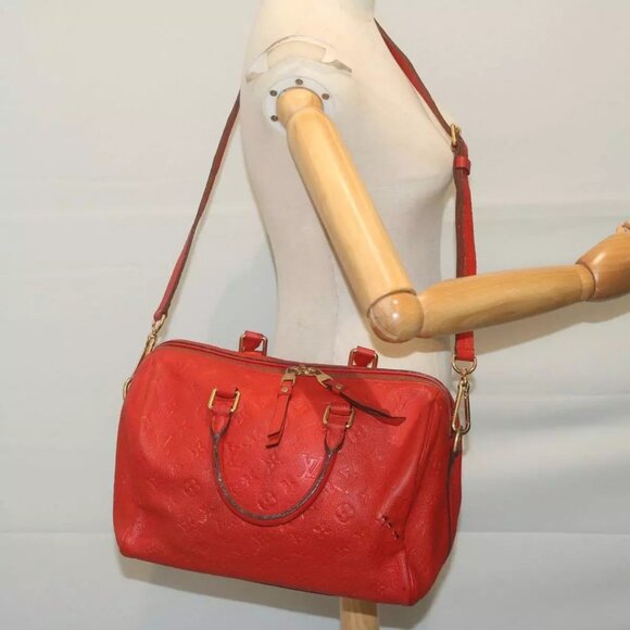 LOUIS VUITTON Monogram Empreinte Speedy Bandouliere 30 Bag 2way Red - Picture 5 of 13